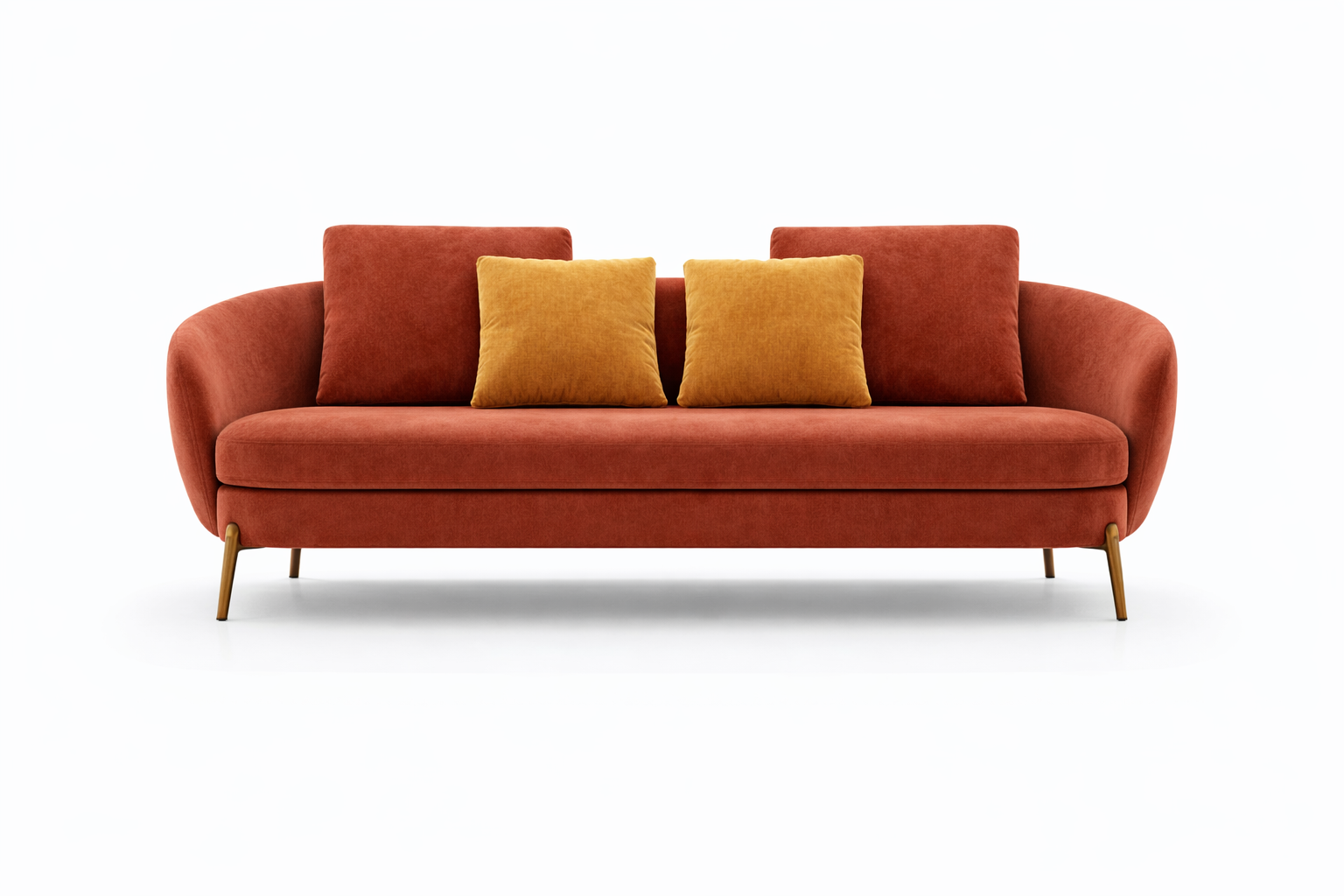 Solara Rust Orange Velvet Accent Sofa