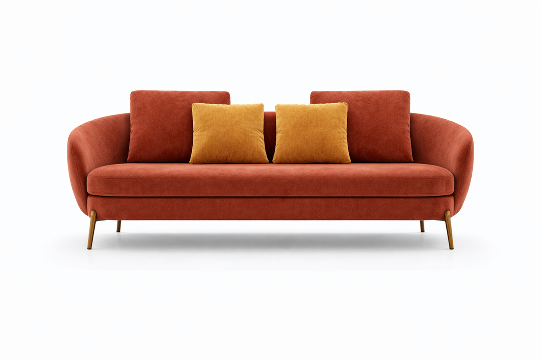 Solara Rust Orange Velvet Accent Sofa