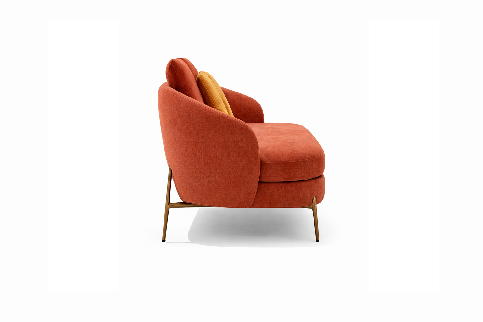 Solara Rust Orange Velvet Accent Sofa