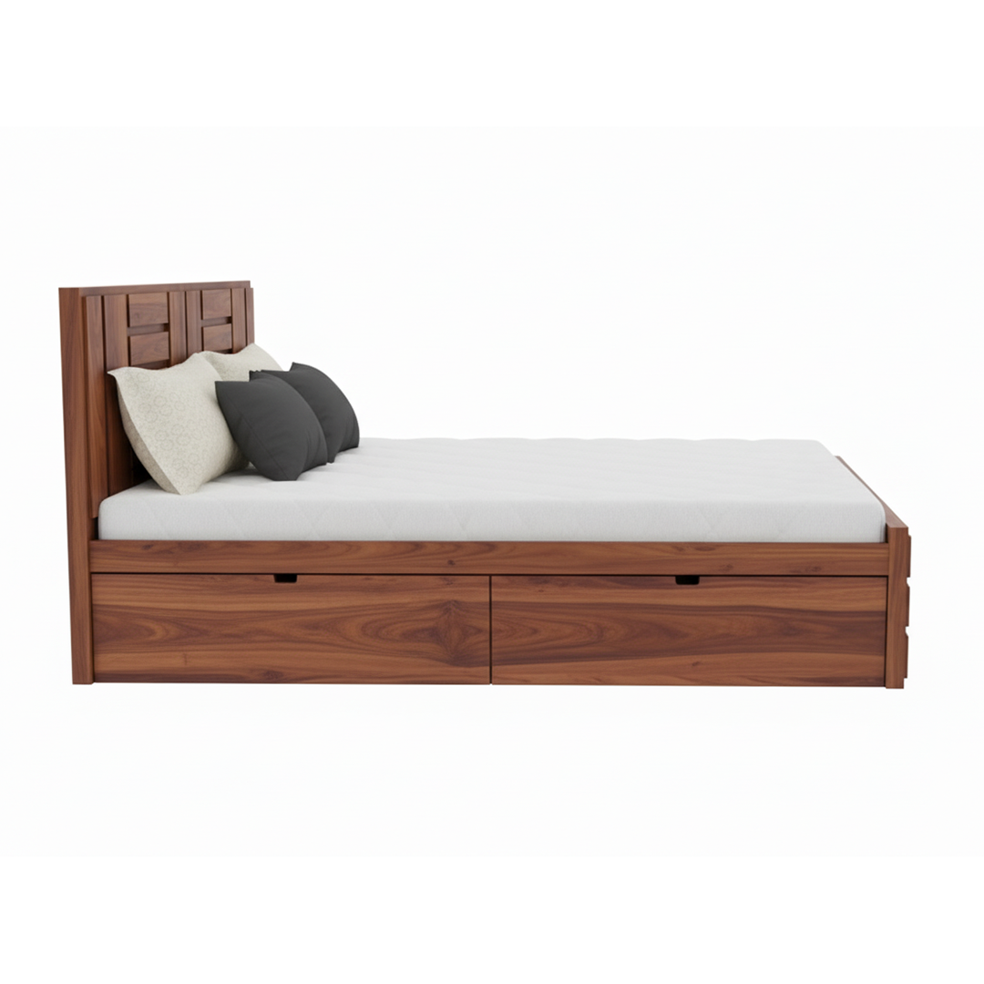 Handcrafted Sheesham Wooden Storage Bed