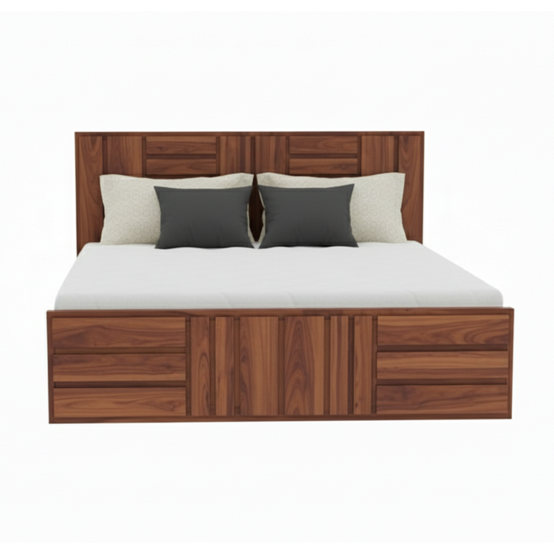 Handcrafted Sheesham Wooden Storage Bed