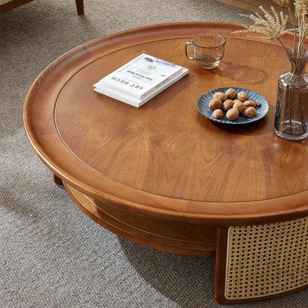 Rustic Round Rattan Coffee Table