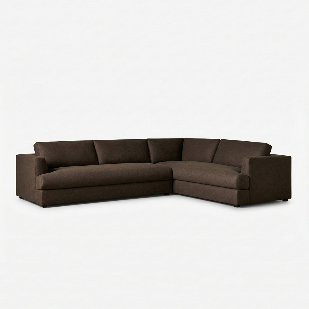 Contemporary Deep Brown Sectional sofa in a modern living room