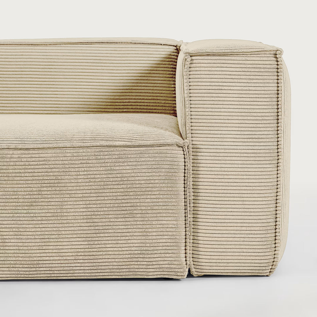 Contemporary Boxy Cream Corduroy Sofa