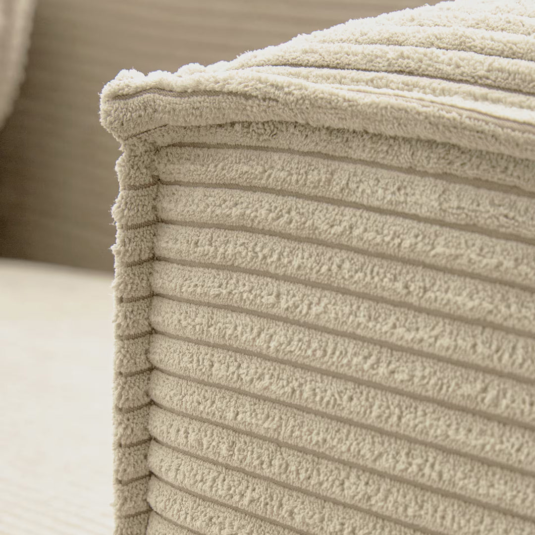 Contemporary Boxy Cream Corduroy Sofa
