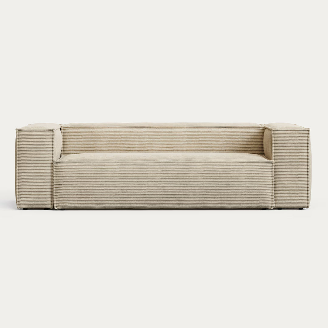 Contemporary Boxy Cream Corduroy Sofa