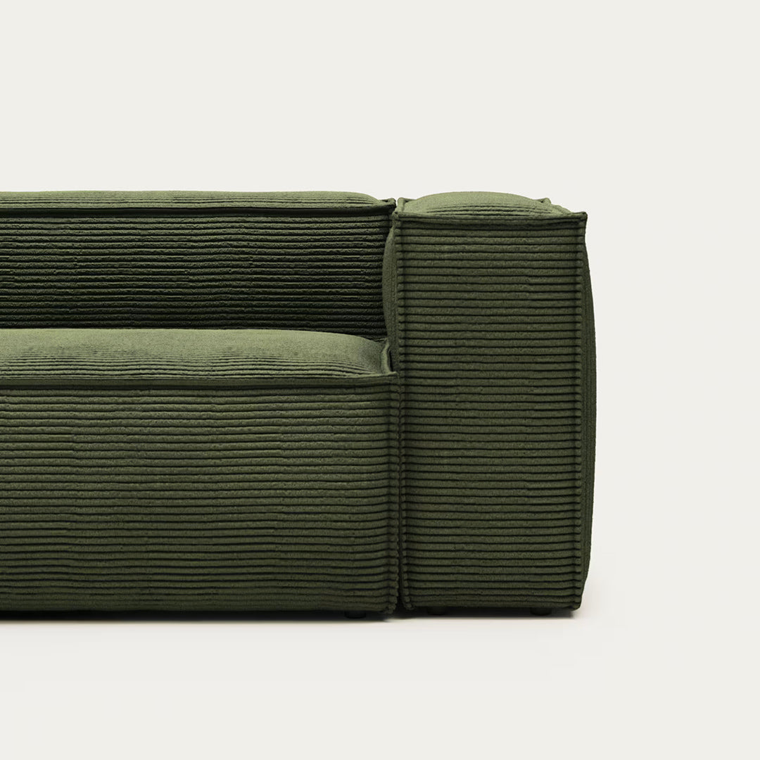 Contemporary Boxy Green Corduroy Sofa