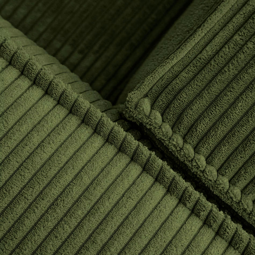 Contemporary Boxy Green Corduroy Sofa