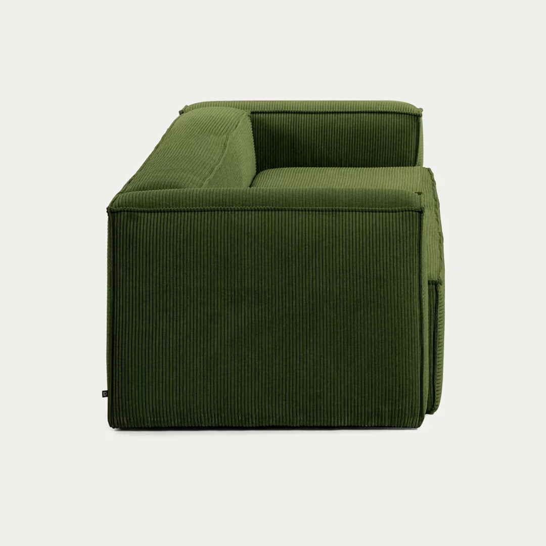 Contemporary Boxy Green Corduroy Sofa