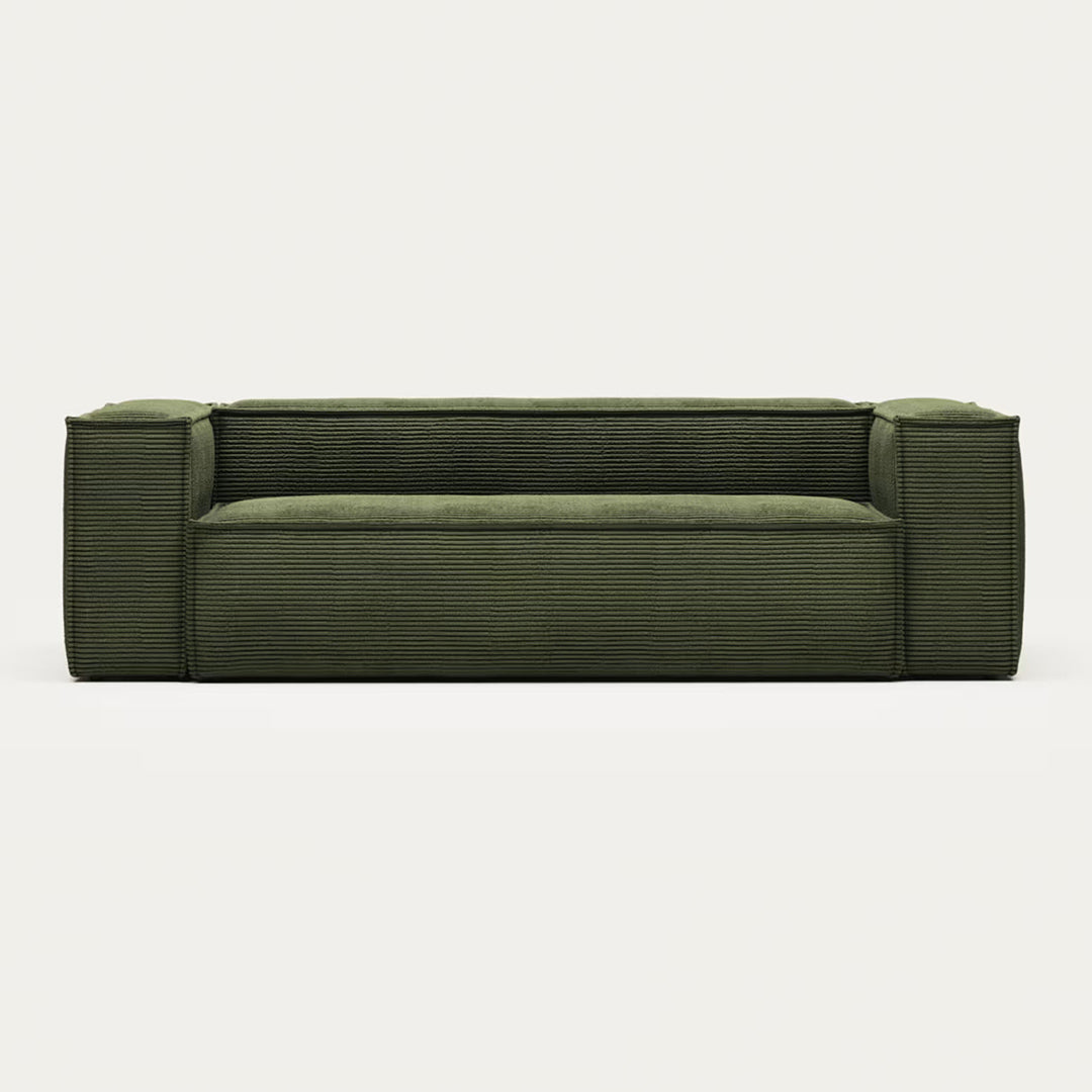 Contemporary Boxy Green Corduroy Sofa