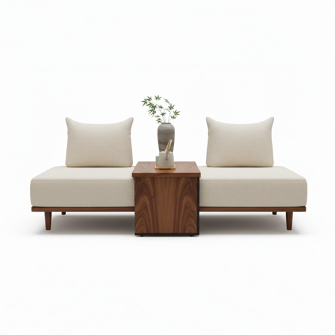 Front view of Contemporary Modular Sectional Sofa in neutral fabric