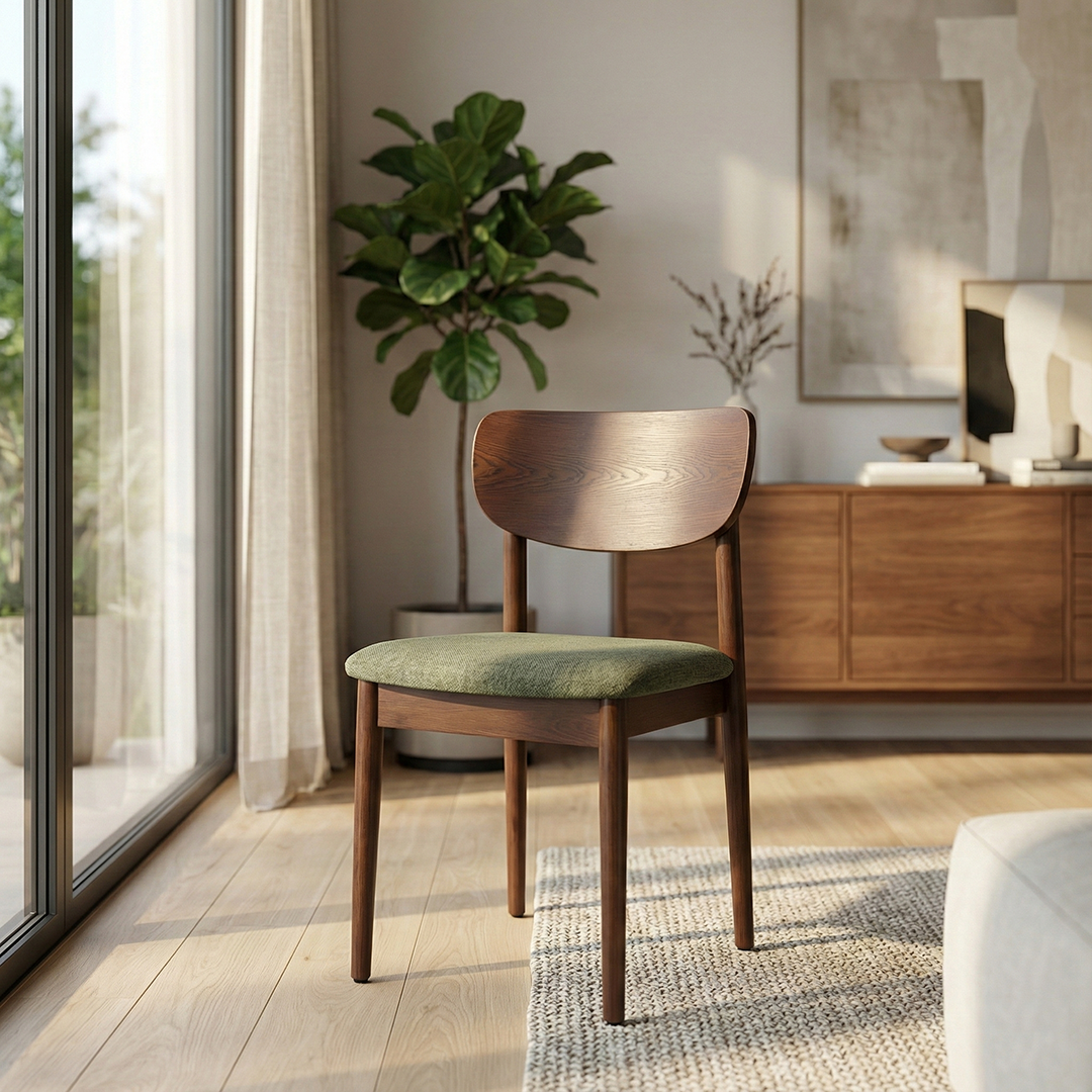 The Grove Mid-Century Dining Chair at a dining table