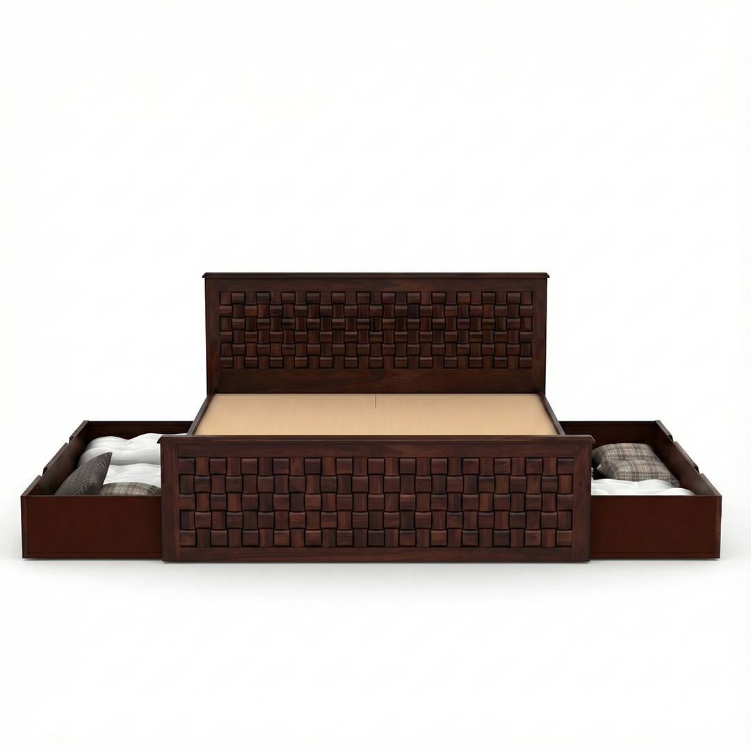 The Weave Solid Wood Storage Bed