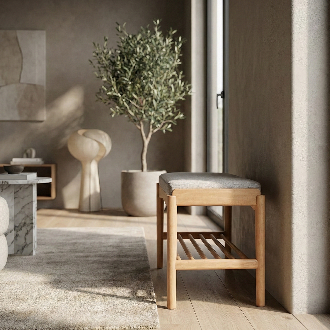 The Freya Scandinavian Shoe Rack with doors closed