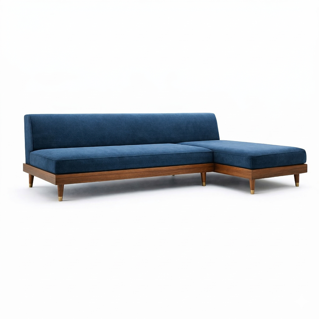 Golden Harvest Modular Chaise Sofa with Walnut Base