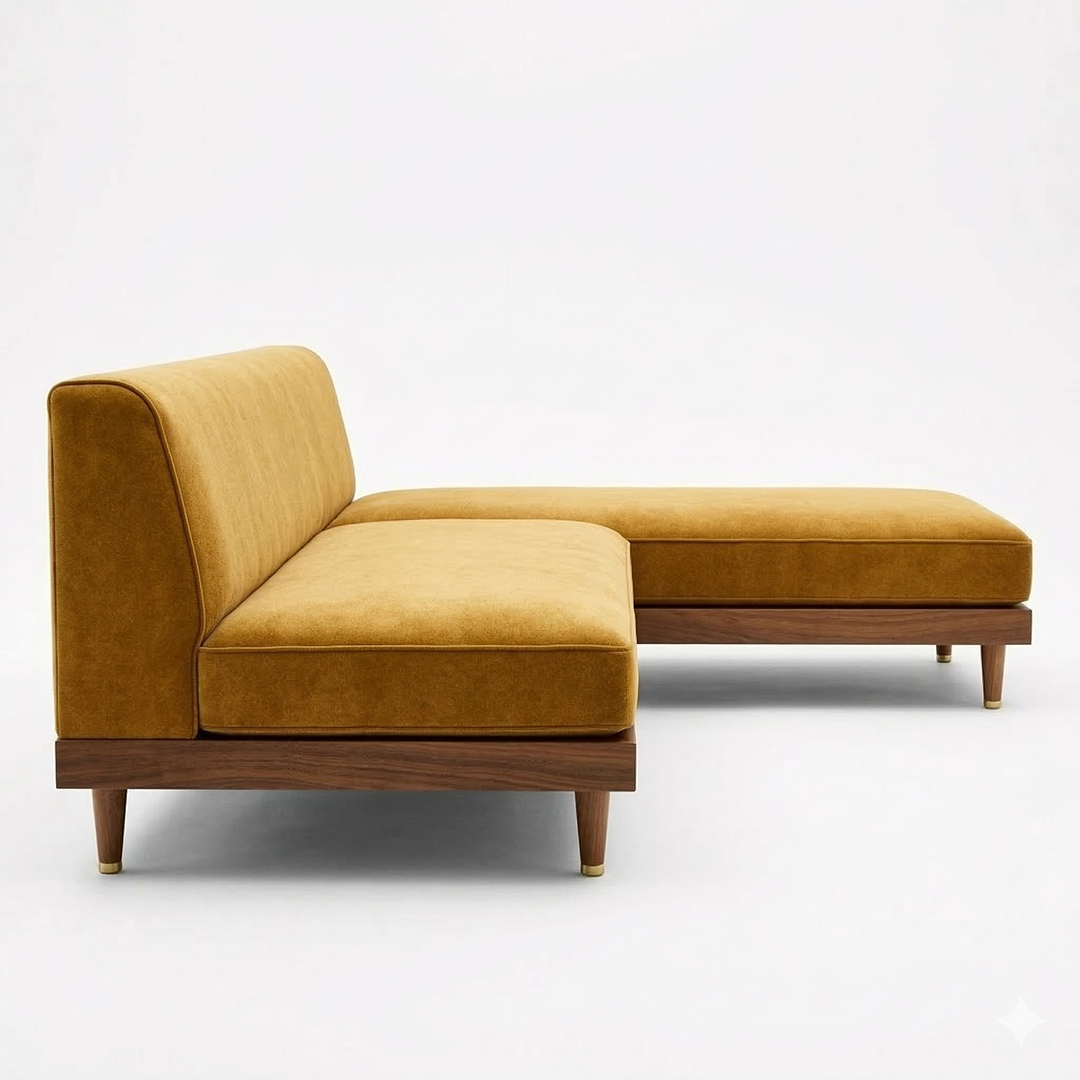 Golden Harvest Modular Chaise Sofa with Walnut Base