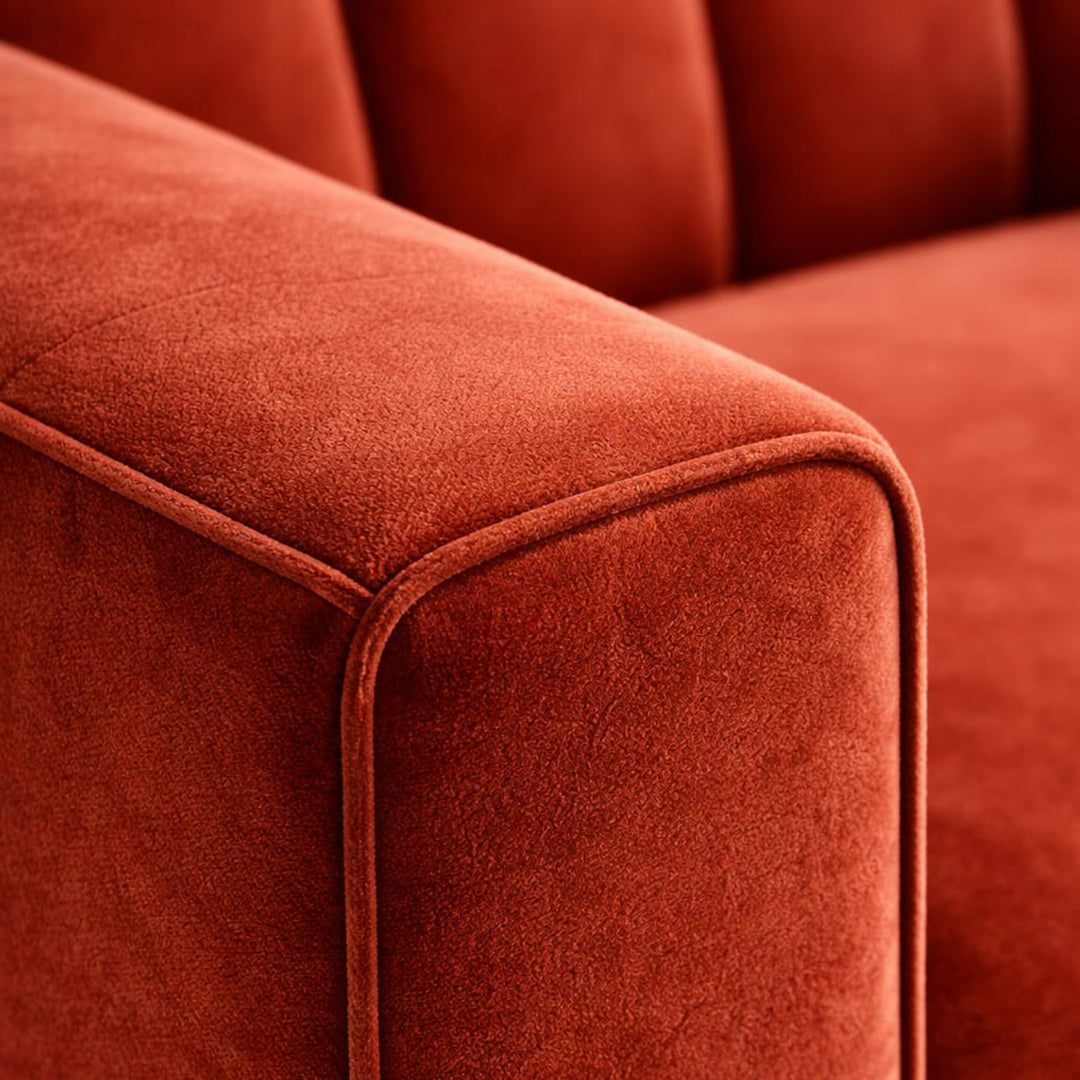 Emerald Linear Stitched Velvet 1 Seater Sofa with Gold Legs